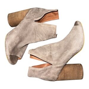 Jeffrey Campbell Tan Ankle Booties with Peep-Toe and Chunky Heel
